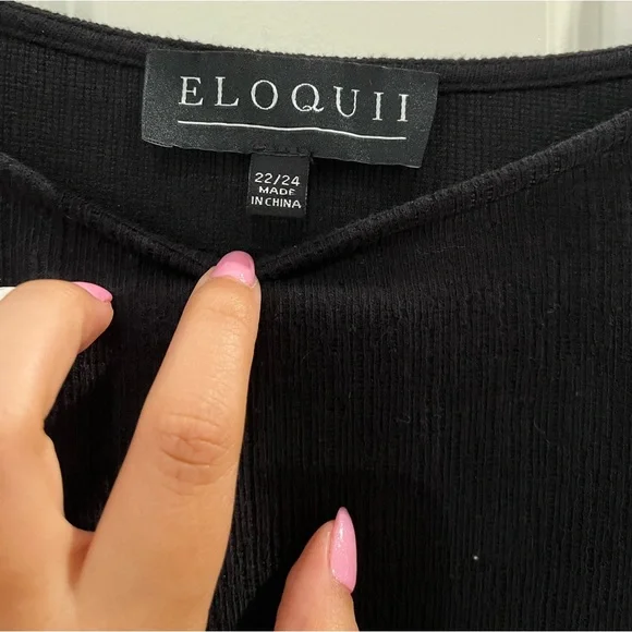 Eloquii Ruffle Long Sleeve Black Blouse size 22/24 - Picture 4 of 8